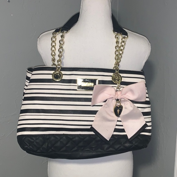 Betsey Johnson Handbags - Betsy Johnson Black/White Stripe Purse Tote